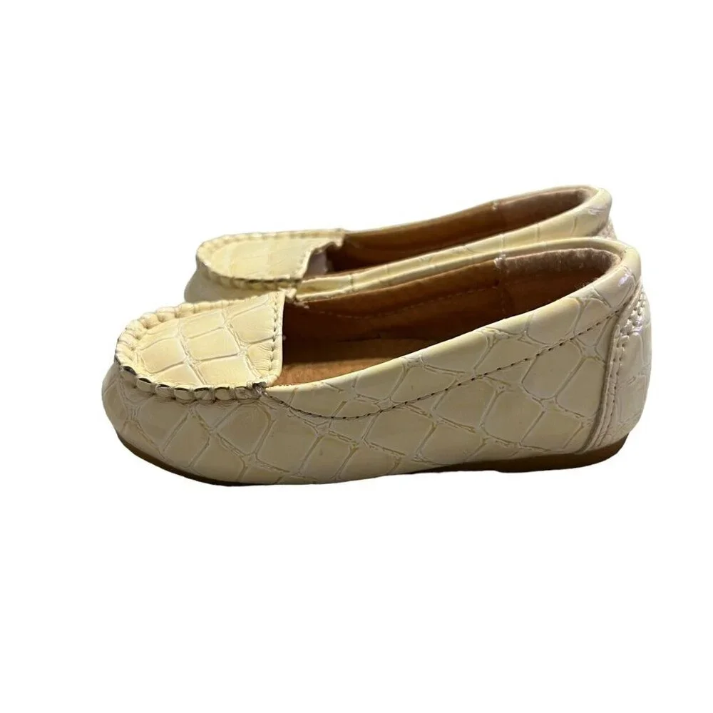 Foxpaws Sz 4 Ecru Cream Leather Moccasin Slides